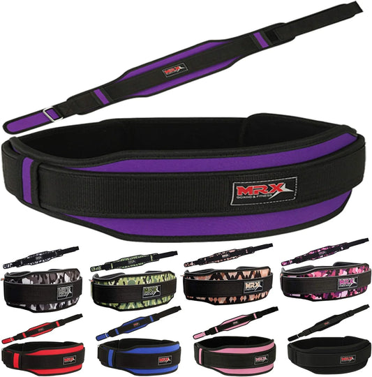 Weight Lifting Belt with Double Back Support Gym Training Camo Purple, XS
