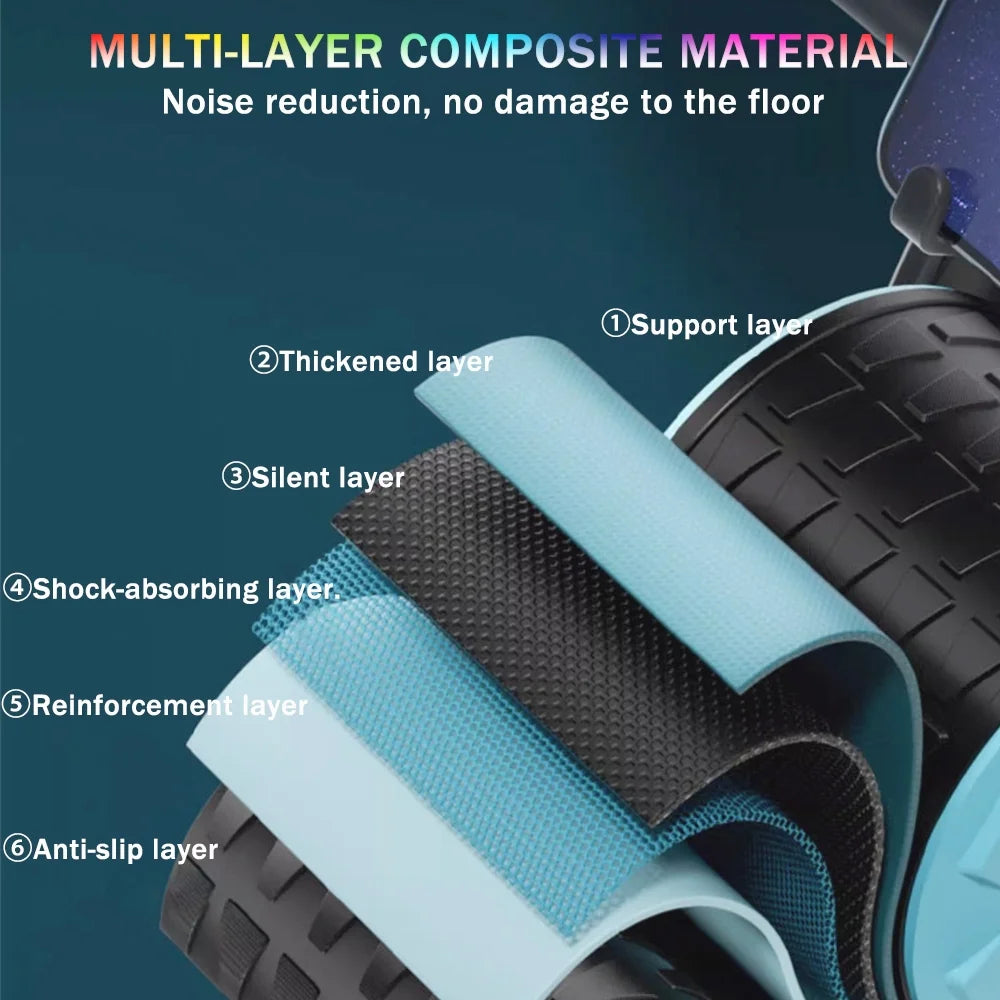 2023 New with Timer Ab Abdominal Exercise Roller Elbow Support, Abs Roller Wheel Core Exercise Equipment, Automatic Rebound Abdominal Wheel(Black)