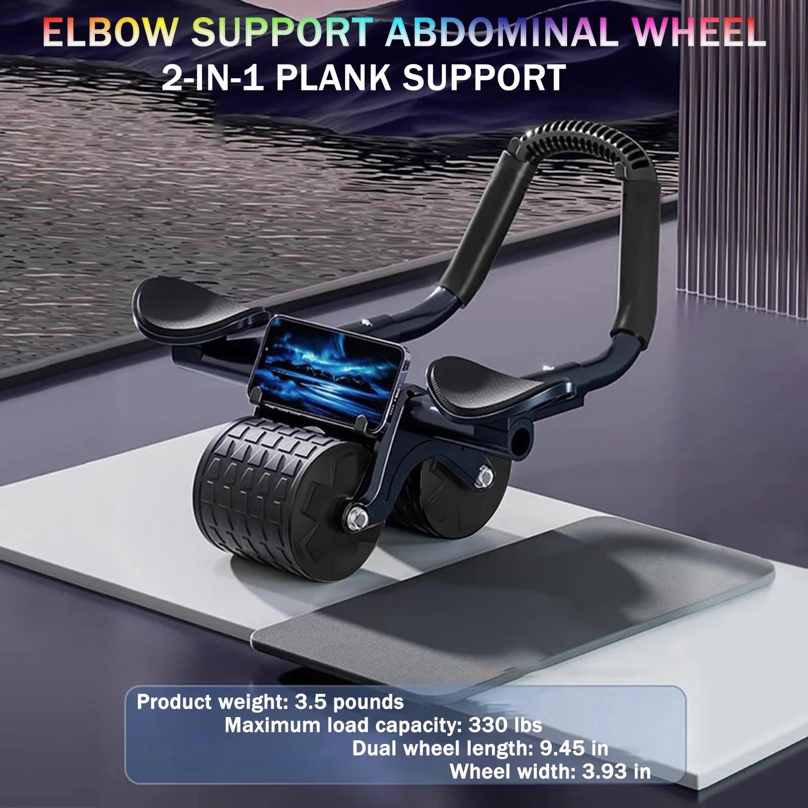 2023 New with Timer Ab Abdominal Exercise Roller Elbow Support, Abs Roller Wheel Core Exercise Equipment, Automatic Rebound Abdominal Wheel(Black)